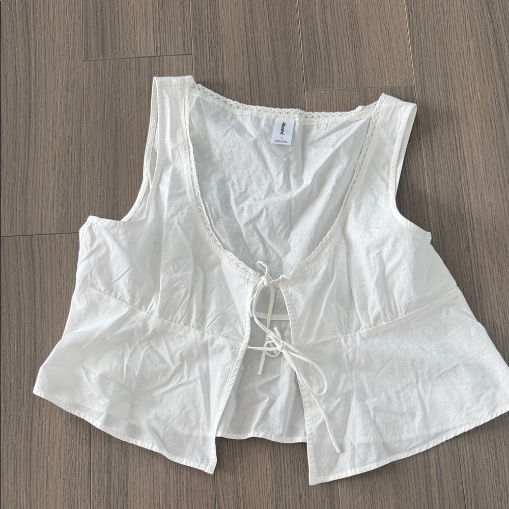Abound White Tie-Front Blouse